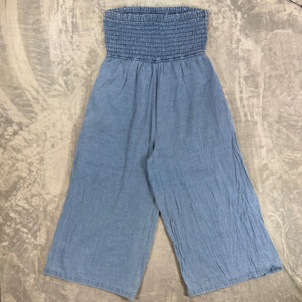 Pilcro Smocked Strapless Wide Leg Jumpsuit Size XLP Blue
